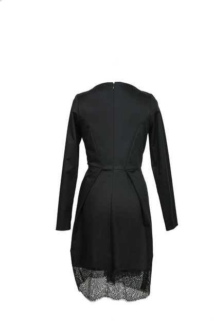 Black Boat Neck Tulip Midi Dress Women Elegant Office Wear