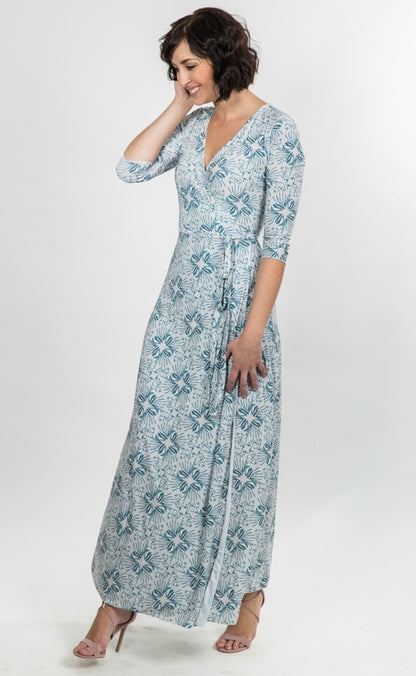 Natalie Wrap Maxi Dress for Women with V Neck and 34 Sleeves