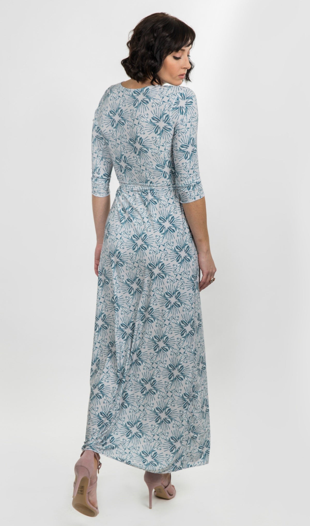 Natalie Wrap Maxi Dress for Women with V Neck and 34 Sleeves