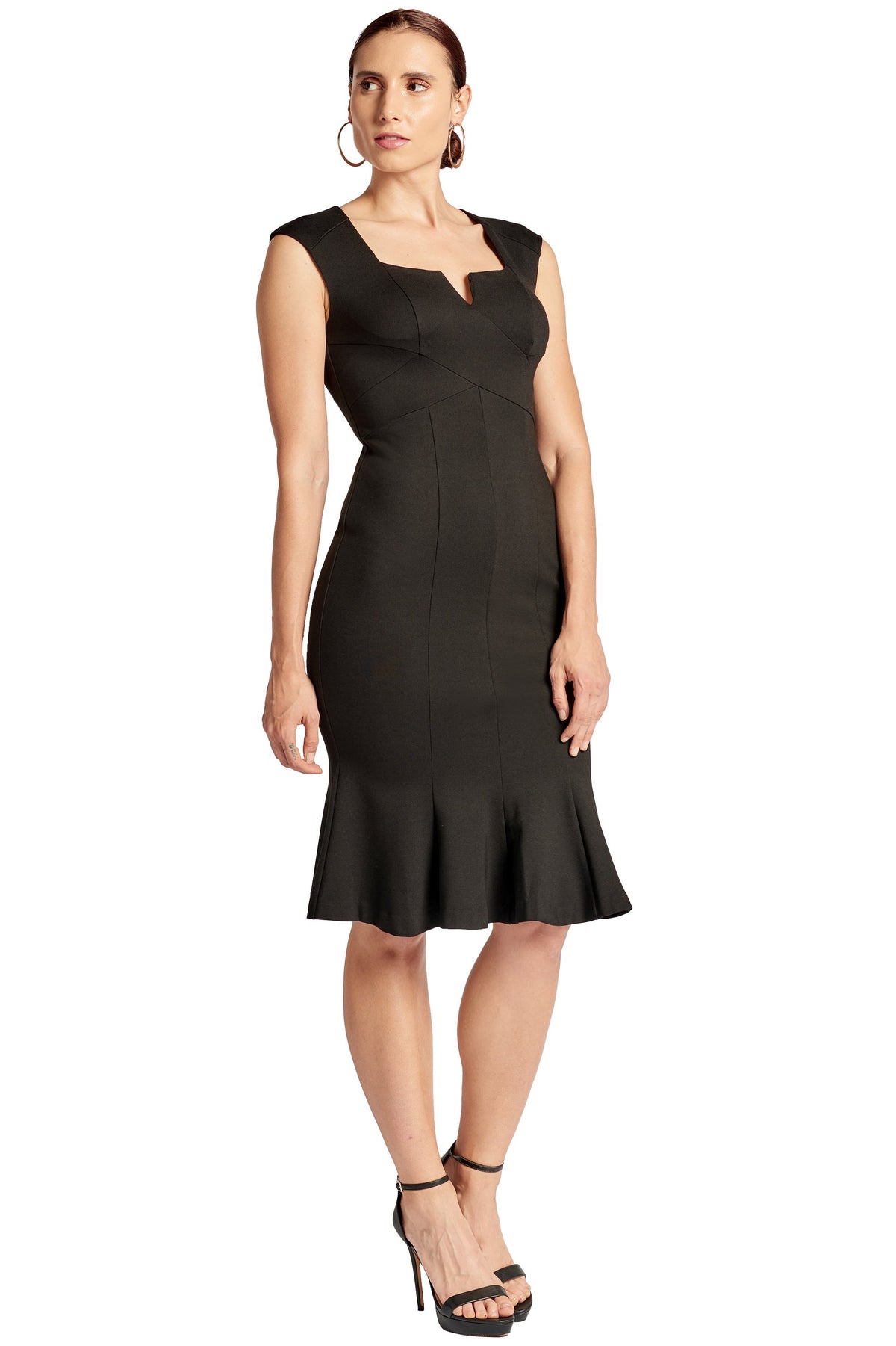 Women's Sleeveless Ponte Mermaid Midi Dress Black