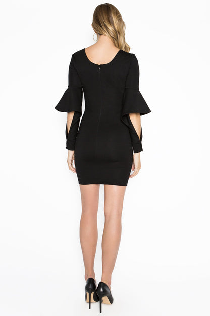 Jayla Bodycon Mini Dress with Bell Sleeves for Women Elegant