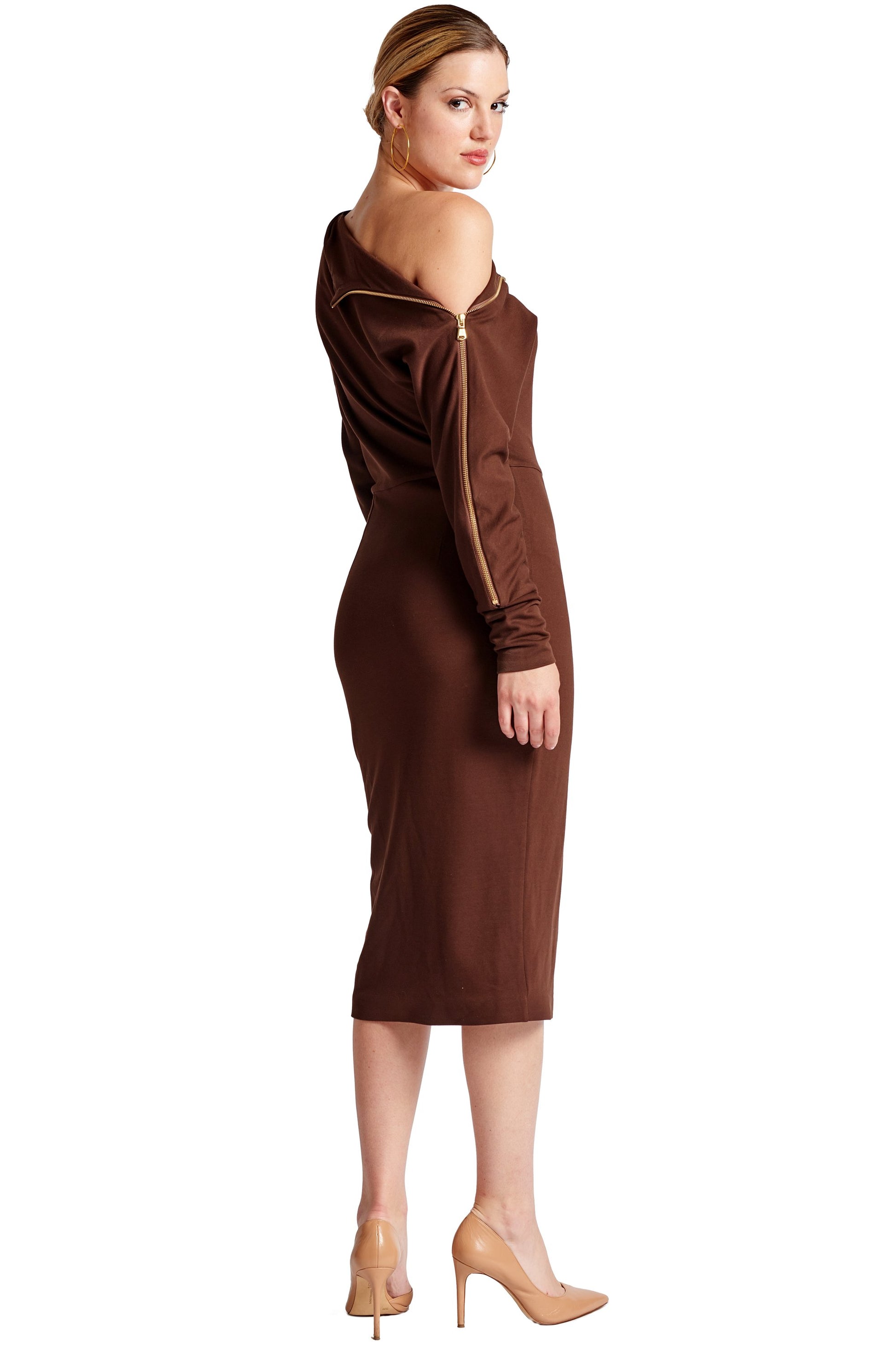 Asymmetric Long Sleeve Convertible Midi Dress for Women