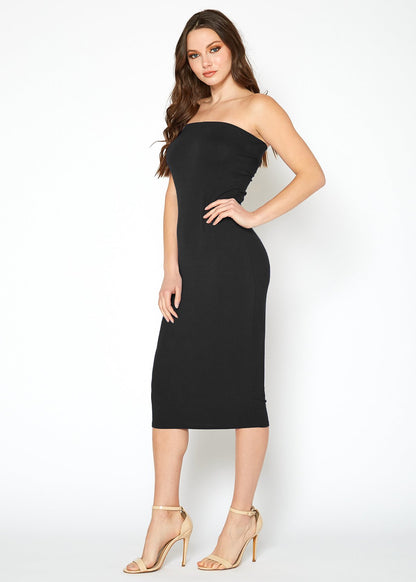 Women's Tube Top Bodycon Knee Length Dress