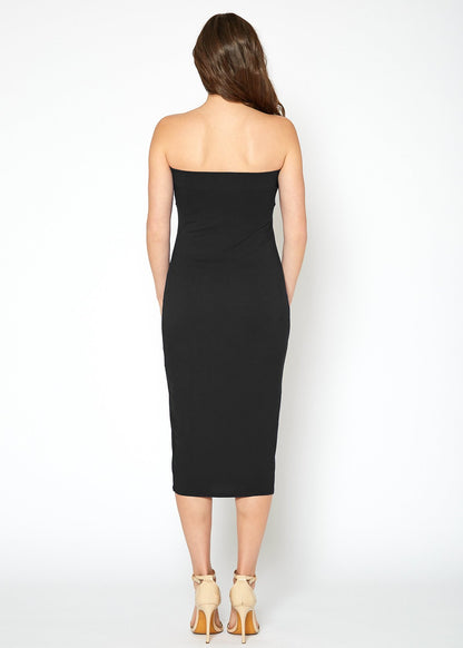 Women's Tube Top Bodycon Knee Length Dress