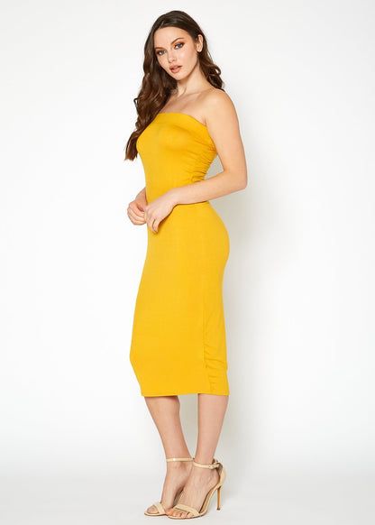 Women's Tube Top Bodycon Knee Length Dress
