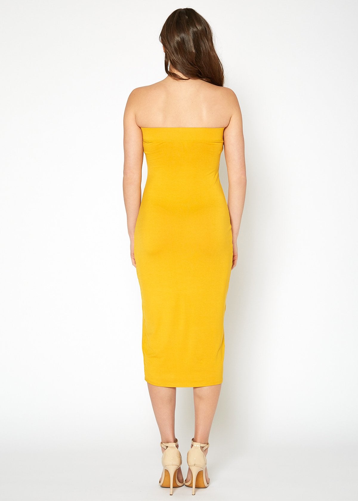 Women's Tube Top Bodycon Knee Length Dress