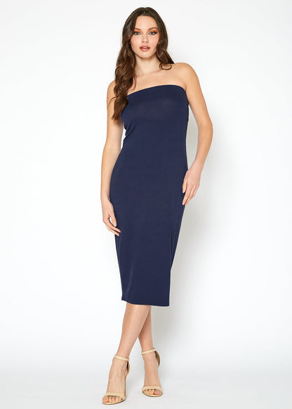 Women's Tube Top Bodycon Knee Length Dress