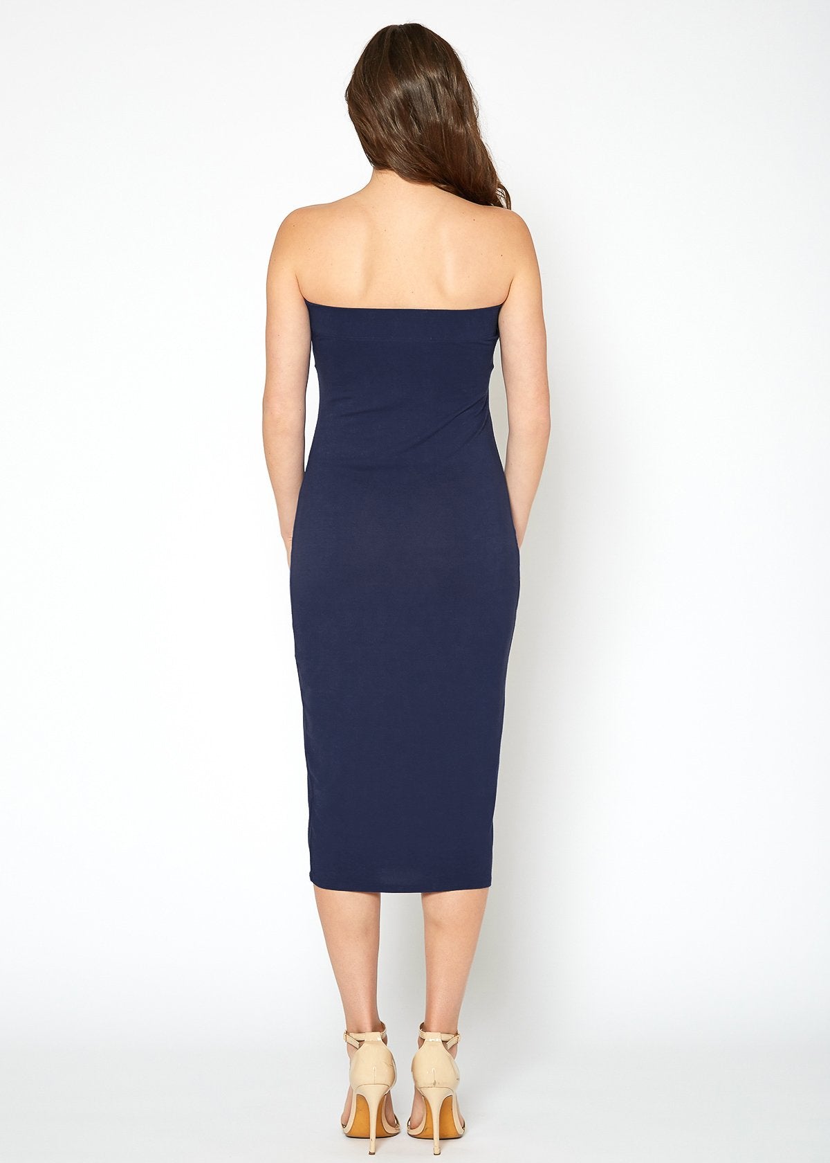 Women's Tube Top Bodycon Knee Length Dress