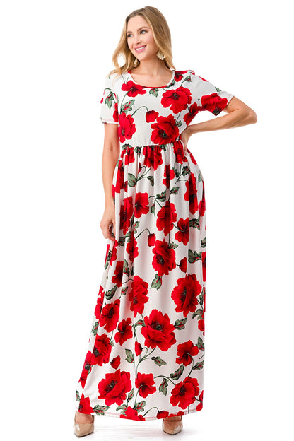 Women's Short Sleeve Maxi Dress with Pockets Casual Chic