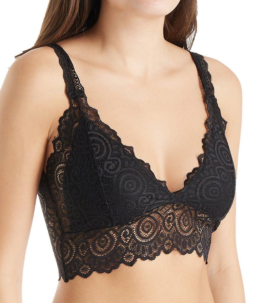 Women Floral Lace V Neck Wireless Bralette Sheer Crop Bra