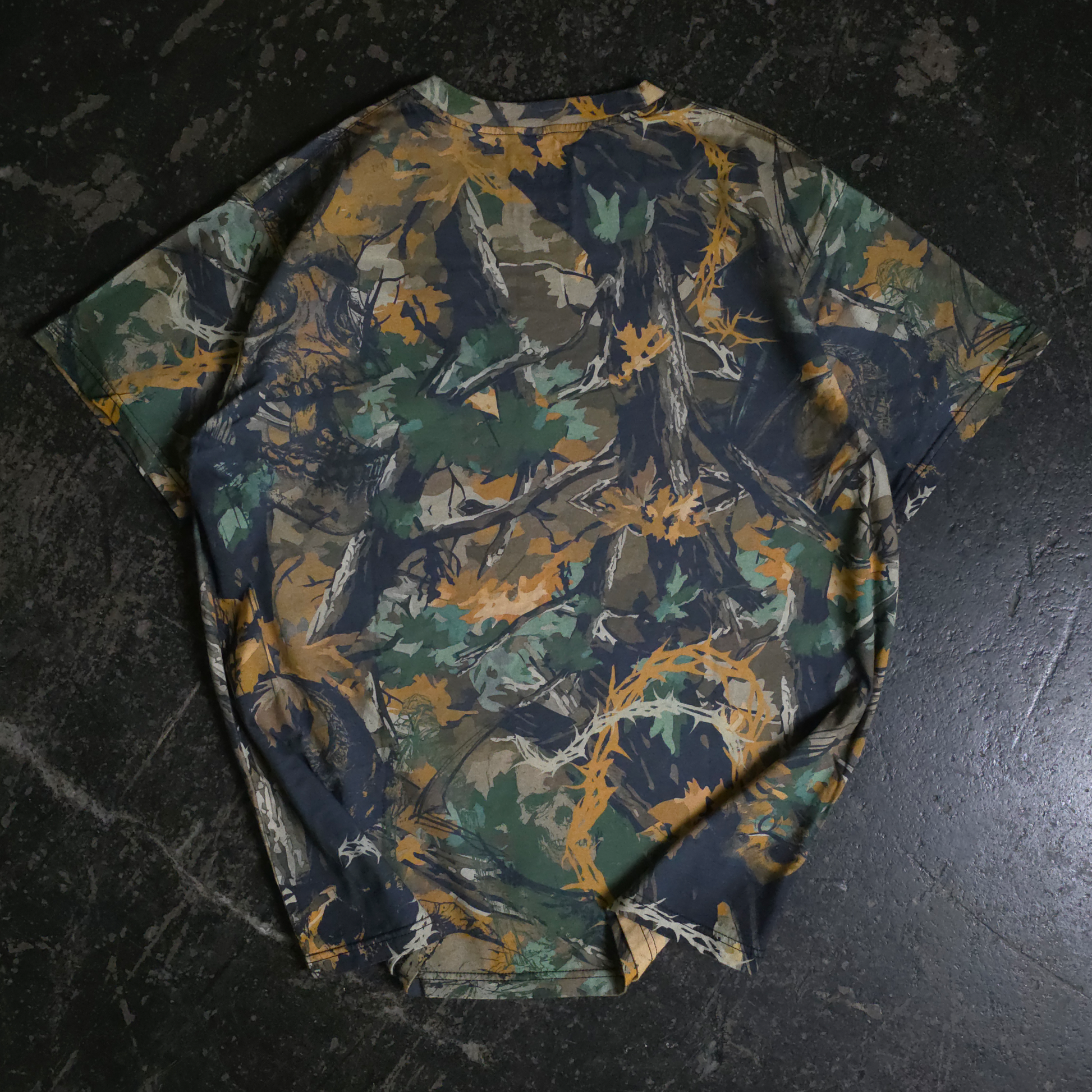 Men Graphic Camo Print Cotton Oversized T Shirt Black