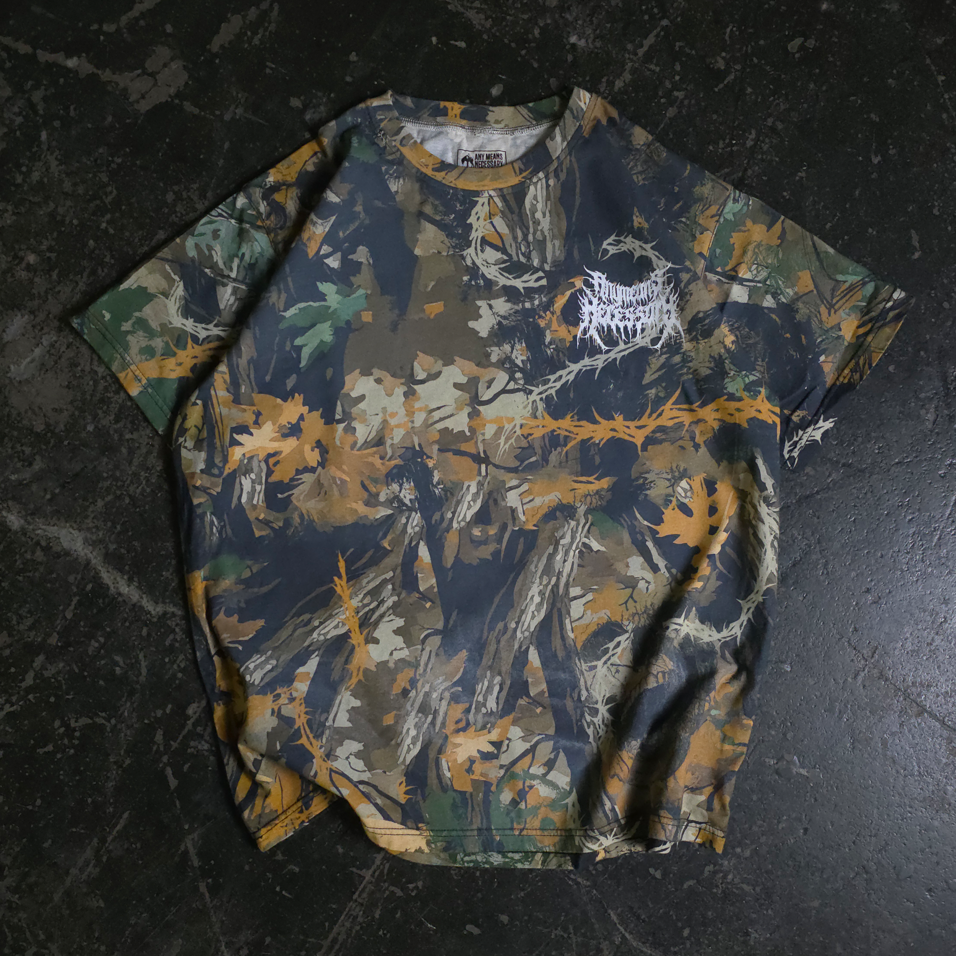 Men Graphic Camo Print Cotton Oversized T Shirt Black