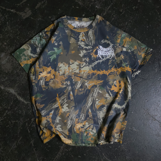 Men Graphic Camo Print Cotton Oversized T Shirt Black