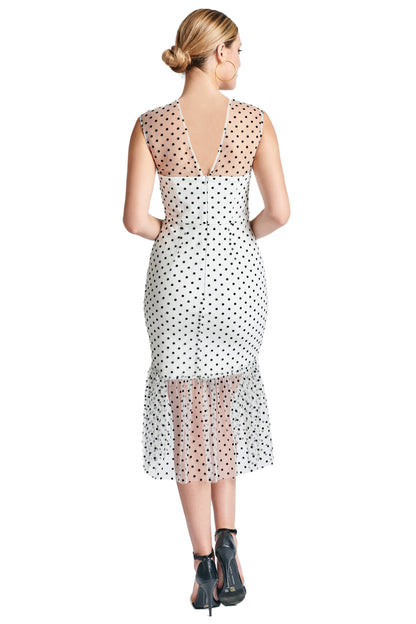 Muse Sleeveless Polka Dot Mesh Midi Dress for Women Elegant