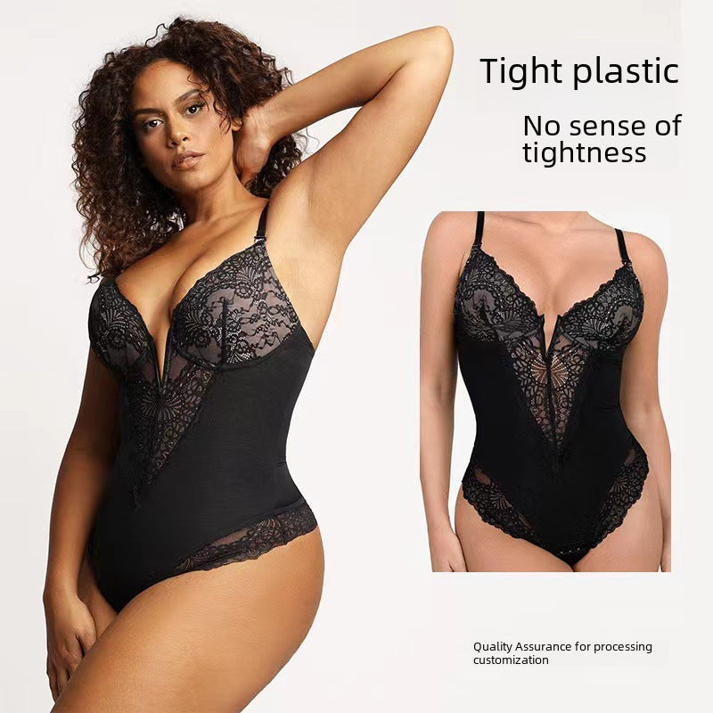 Women Lace Cutout Sheer Long Sleeve Jumpsuit Romper Black