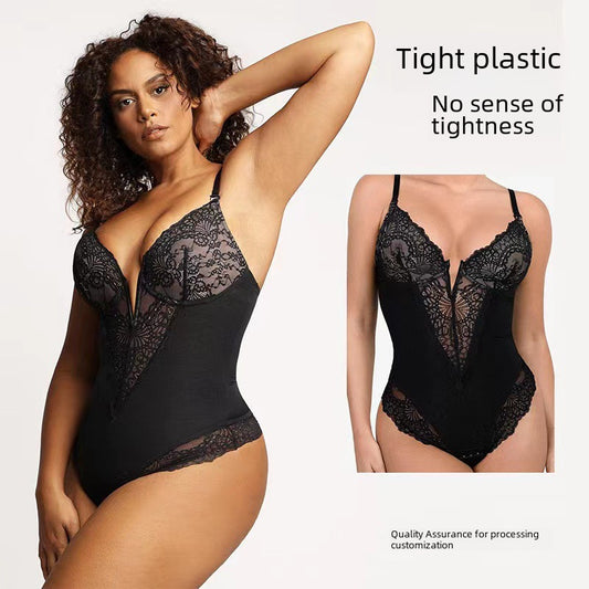 Women Lace Cutout Sheer Long Sleeve Jumpsuit Romper Black
