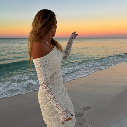 Elegant Off Shoulder Lace Maxi Dress for Women Summer Chic