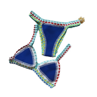 Women Hand Woven Two Piece Swimsuit Crochet Bikini Set