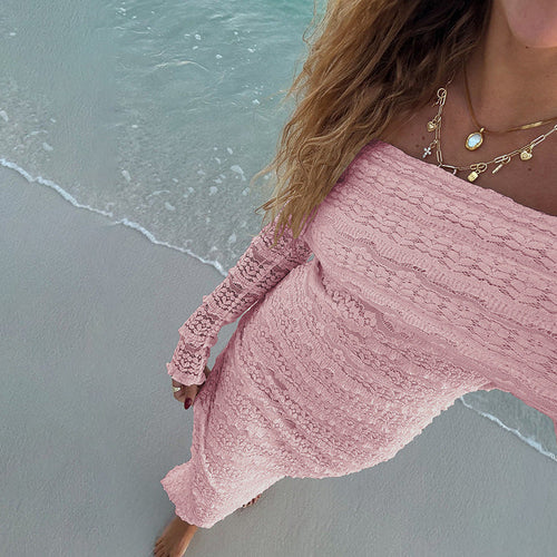 Elegant Off Shoulder Lace Maxi Dress for Women Summer Chic