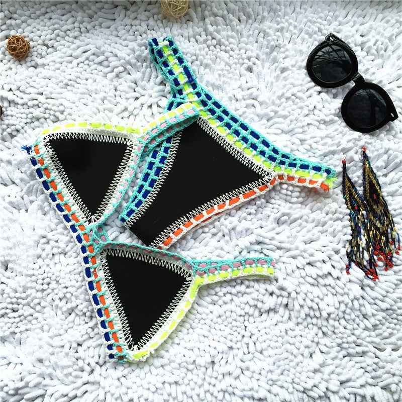 Women Hand Woven Two Piece Swimsuit Crochet Bikini Set