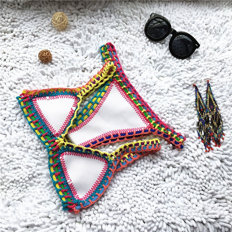 Women Hand Woven Two Piece Swimsuit Crochet Bikini Set