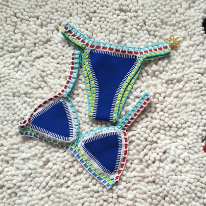 Women Hand Woven Two Piece Swimsuit Crochet Bikini Set
