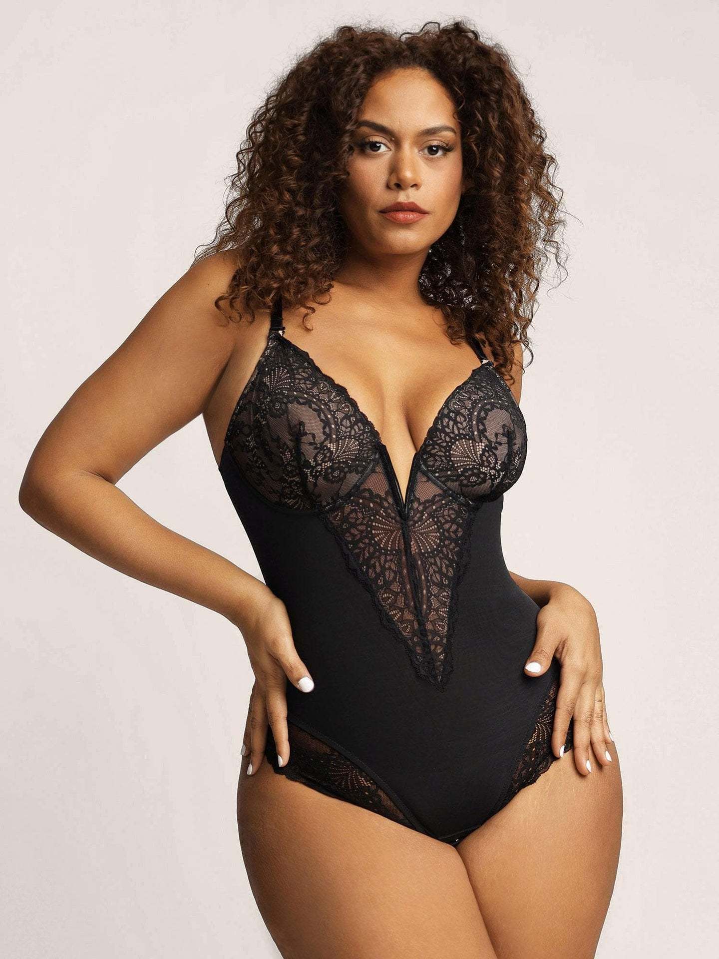Women Lace Cutout Sheer Long Sleeve Jumpsuit Romper Black