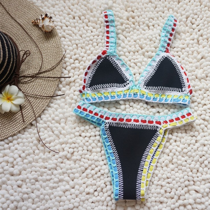 Women Hand Woven Two Piece Swimsuit Crochet Bikini Set