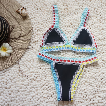 Women Hand Woven Two Piece Swimsuit Crochet Bikini Set