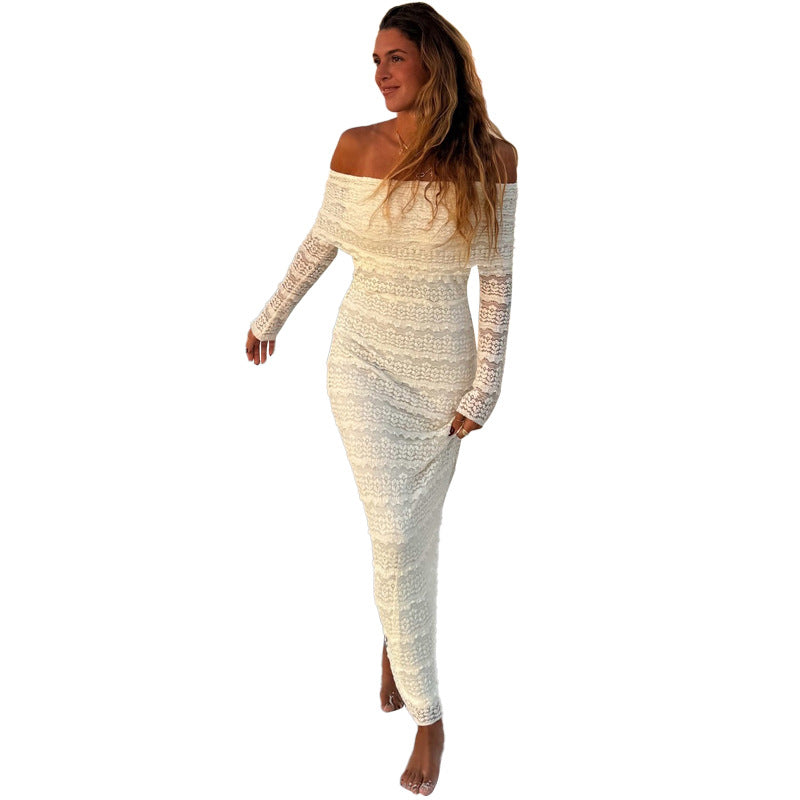 Elegant Off Shoulder Lace Maxi Dress for Women Summer Chic