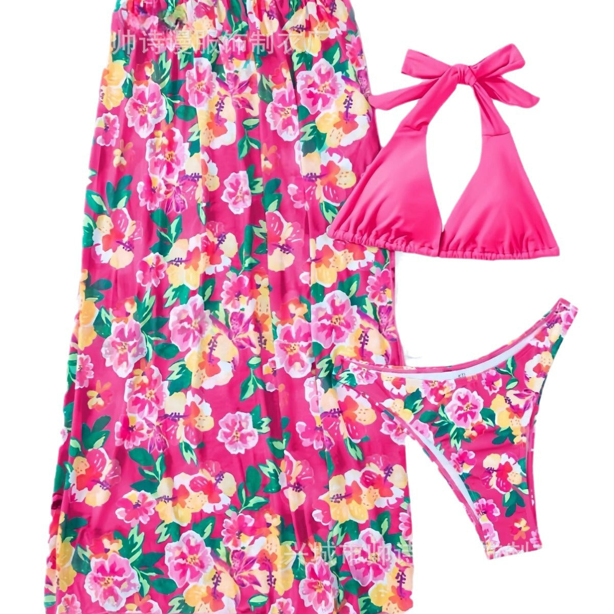 Women Print Drawstring Strappy Low Cut Two Piece Swimsuit