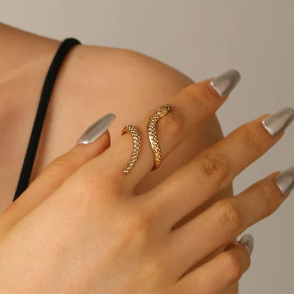 Snake Adjustable Bracelet Ring Set Gold Silver Jewelry