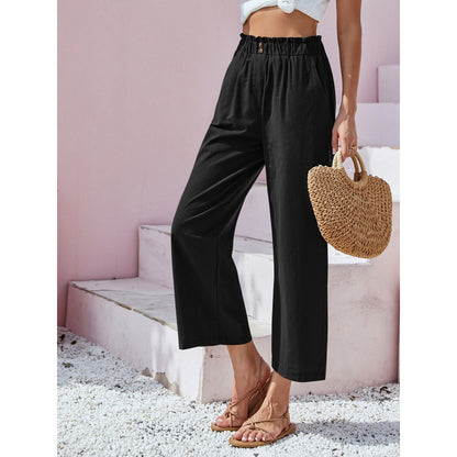 Cotton Linen Cropped Casual Pants Relaxed Fit For Women Wear