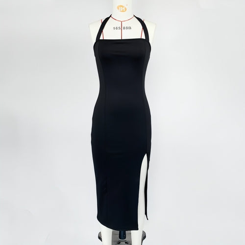 Women's Elegant Backless Halter Maxi Dress for Evening Wear