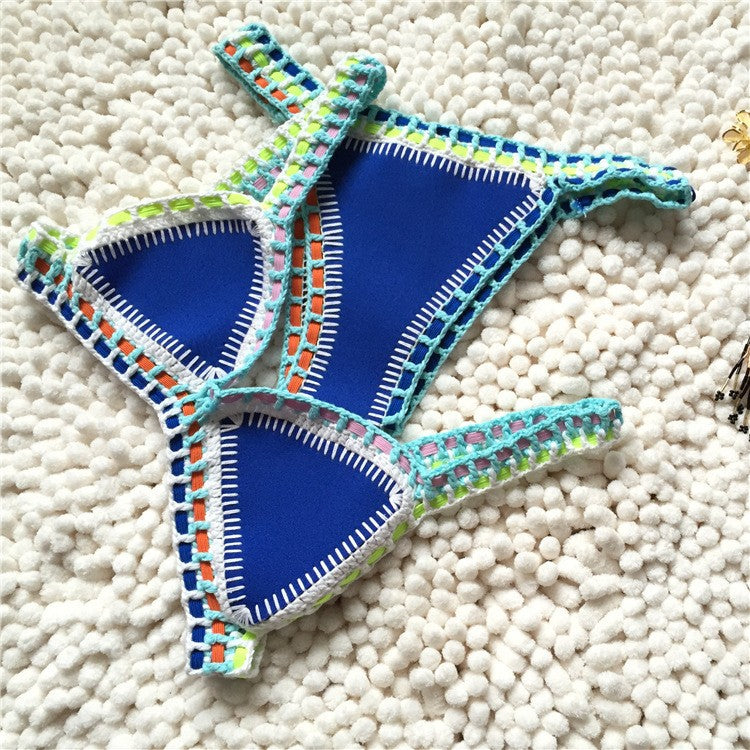 Women Hand Woven Two Piece Swimsuit Crochet Bikini Set