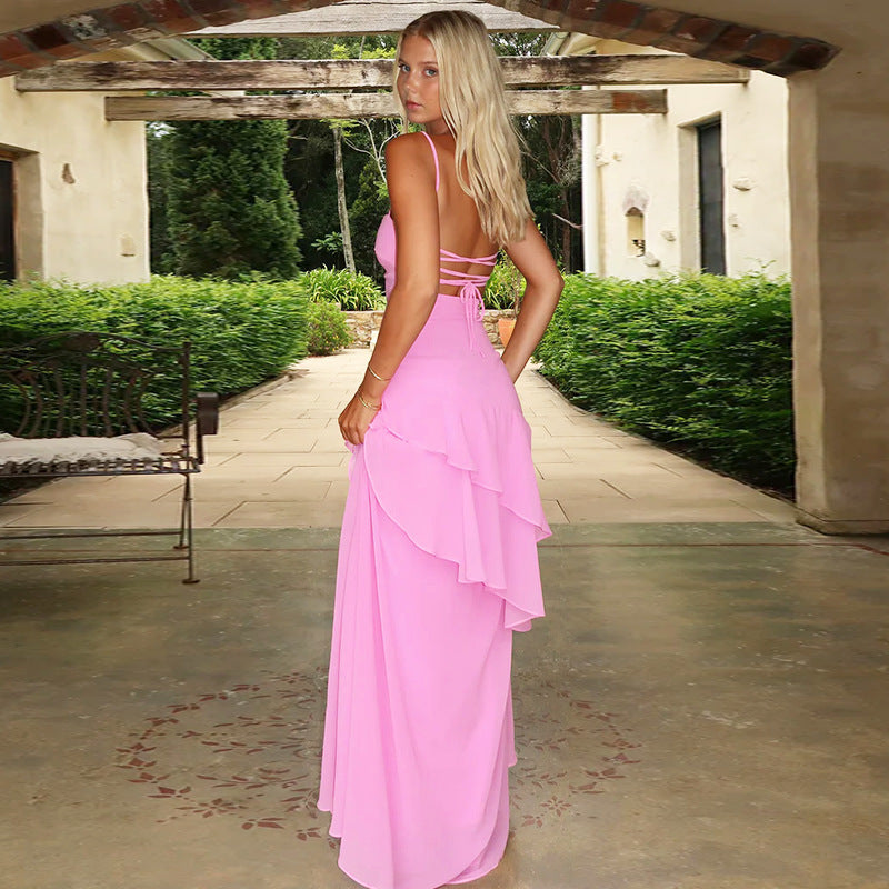 Women Backless Strappy Slim Fit Sleeveless Bodycon Dress
