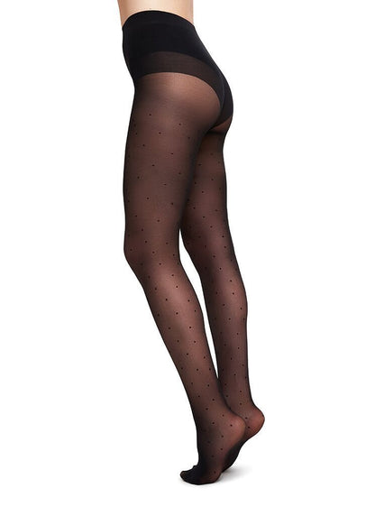 Recycled Polyamide Polka Dot Sheer Black Tights for Women