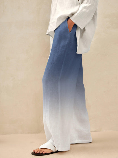 Women 100 Linen Straight Leg Drawstring Pants Casual