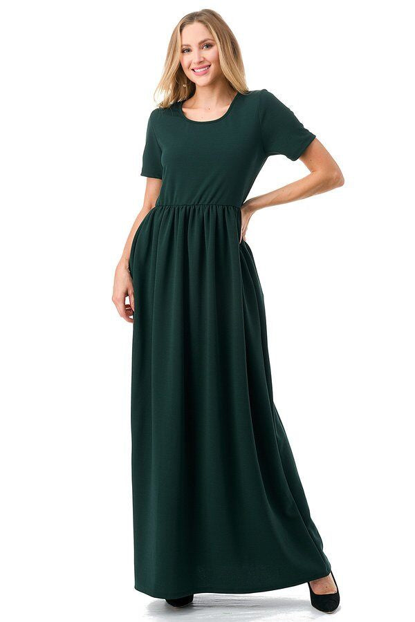 Women's Short Sleeve Maxi Dress with Pockets Casual Chic