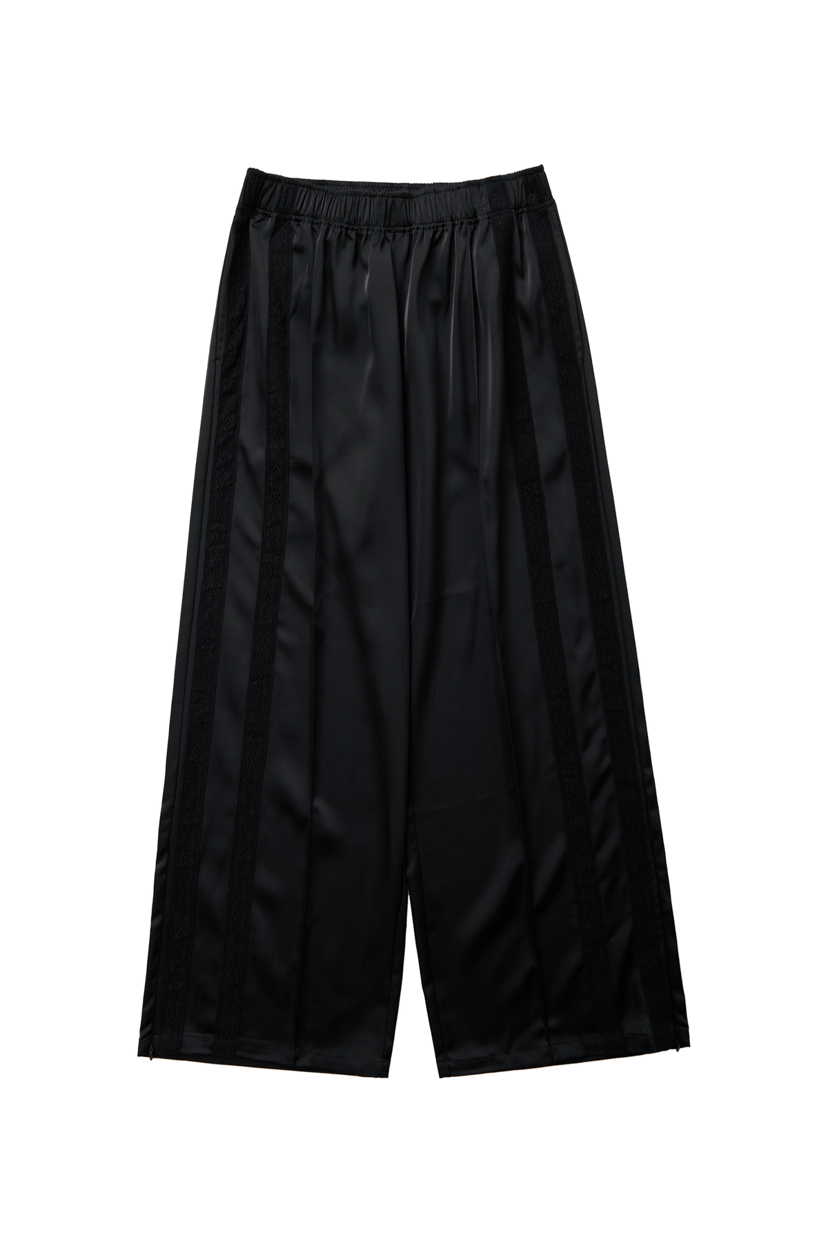 Leiseu Track Pants Black Wide Leg Contrast Trim Womens Style