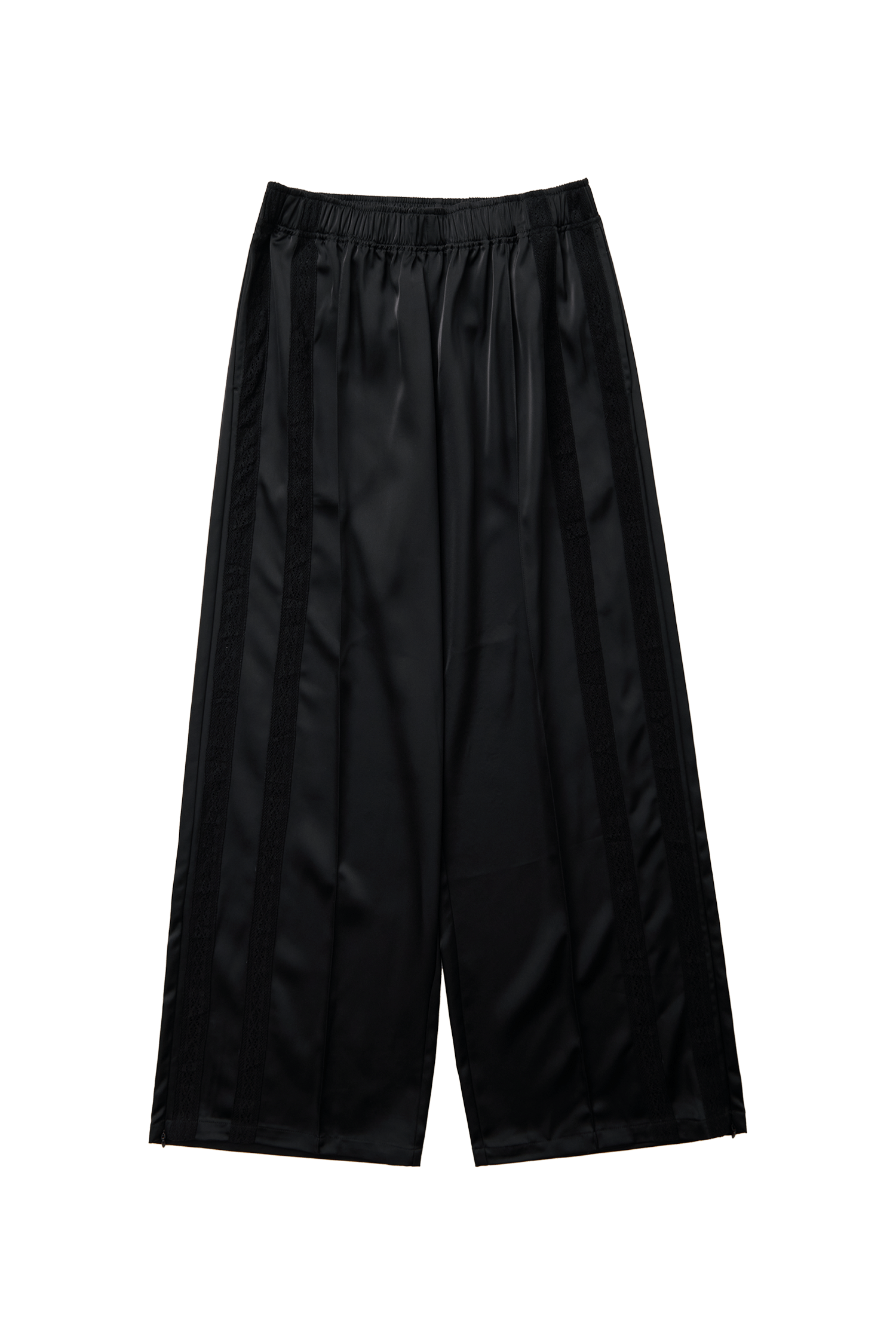 Leiseu Track Pants Black Wide Leg Contrast Trim Womens Style