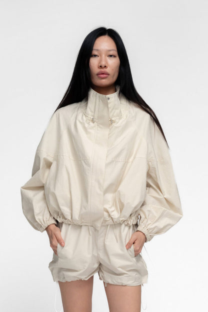 Women Lightweight Ivory Windproof Utility Anorak Jacket