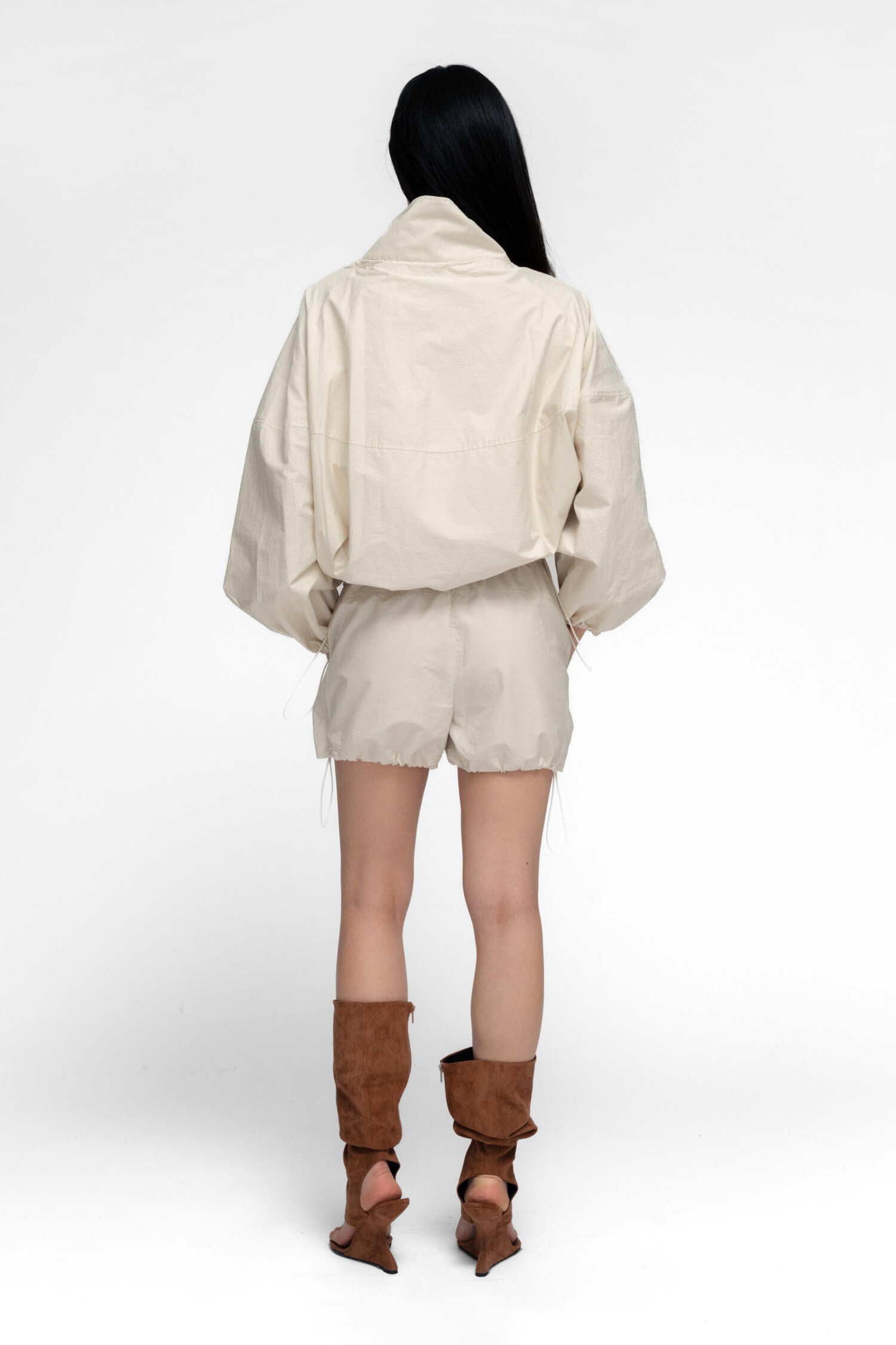 Women Lightweight Ivory Windproof Utility Anorak JacketWomen Lightweight Ivory Windproof Utility Anorak Jacket