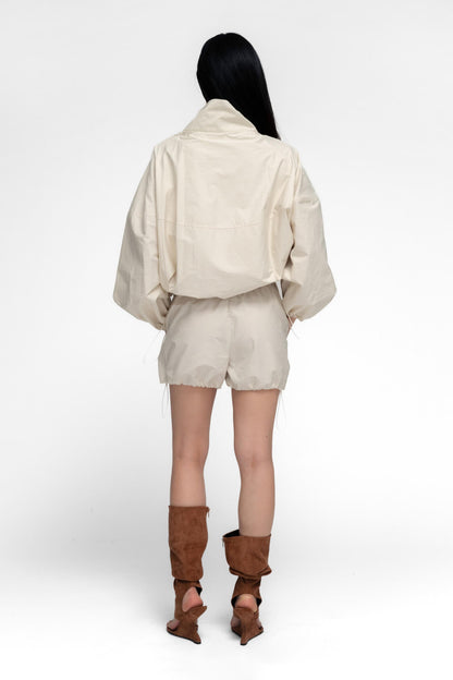 Women Lightweight Ivory Windproof Utility Anorak JacketWomen Lightweight Ivory Windproof Utility Anorak Jacket