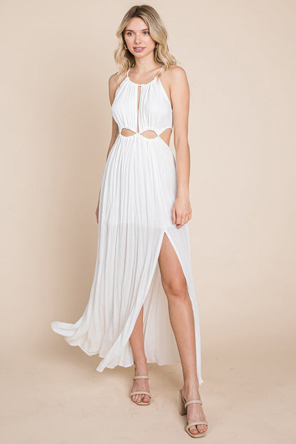 Split Front Cut-Out Halter Maxi Dress for Women