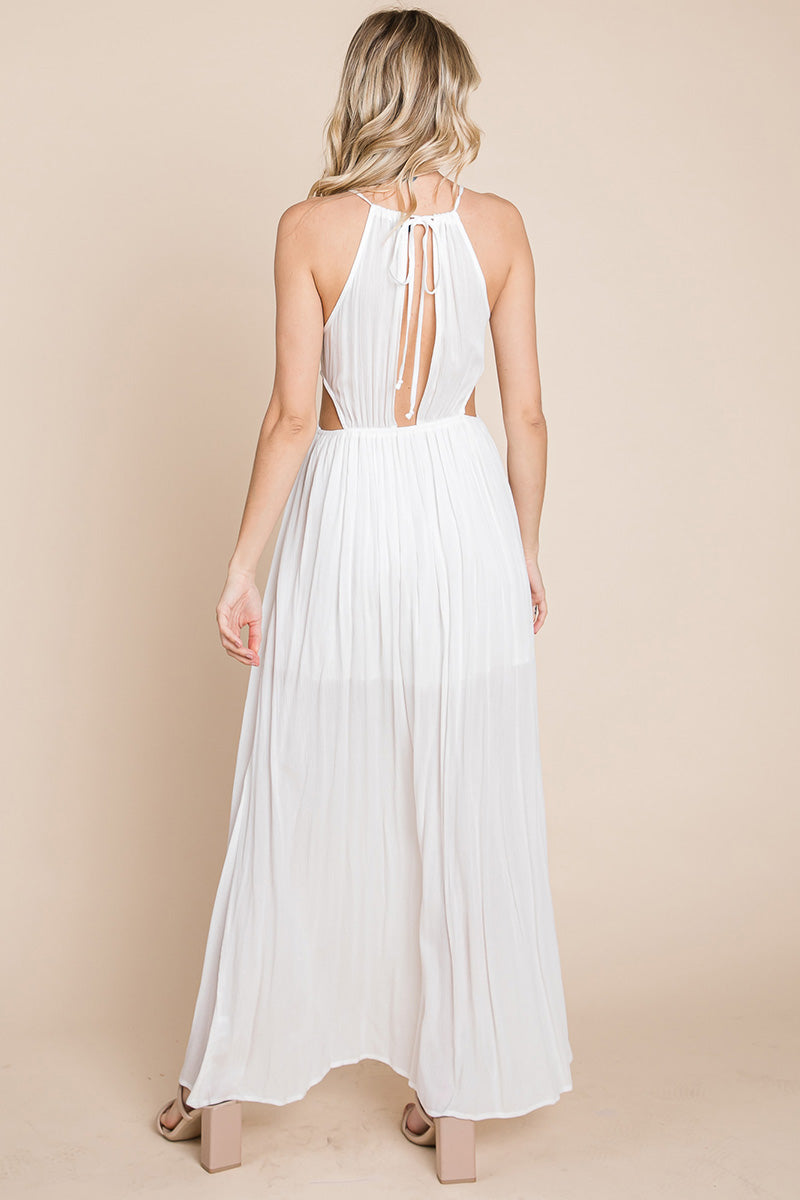 Split Front Cut-Out Halter Maxi Dress for Women
