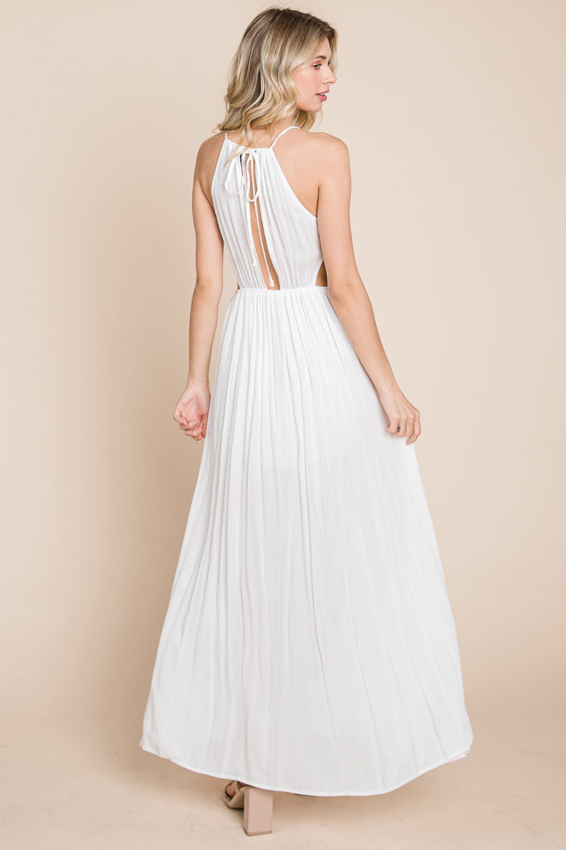 Split Front Cut-Out Halter Maxi Dress for Women