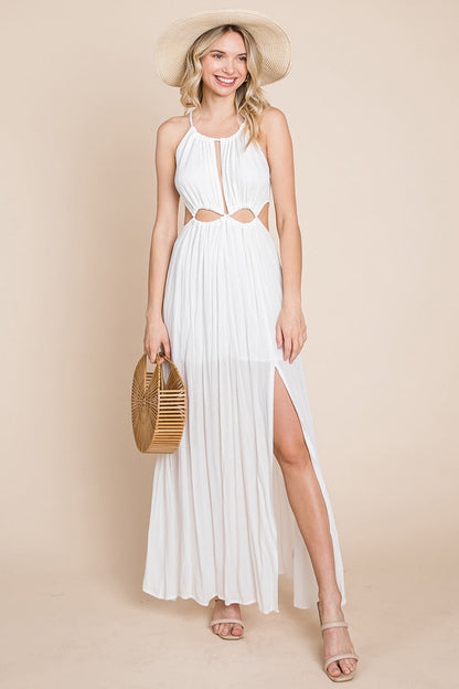 Split Front Cut-Out Halter Maxi Dress for Women