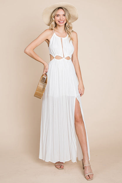 Split Front Cut-Out Halter Maxi Dress for Women