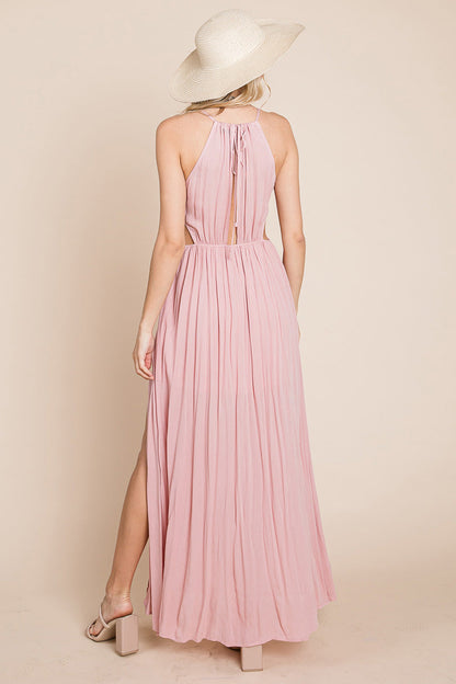 Split Front Cut-Out Halter Maxi Dress for Women